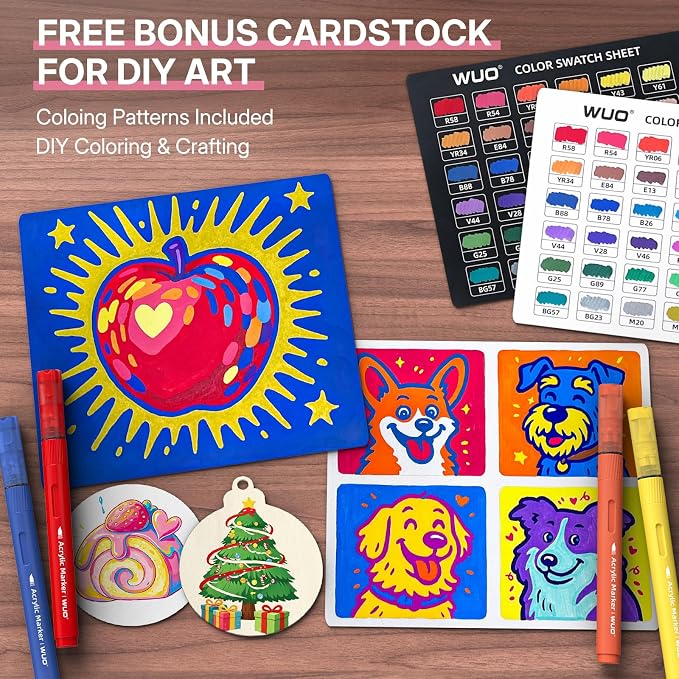 WUO 36 Colors Acrylic Paint Markers, Acrylic Paint Pens and Acrylic Markers - Image 2