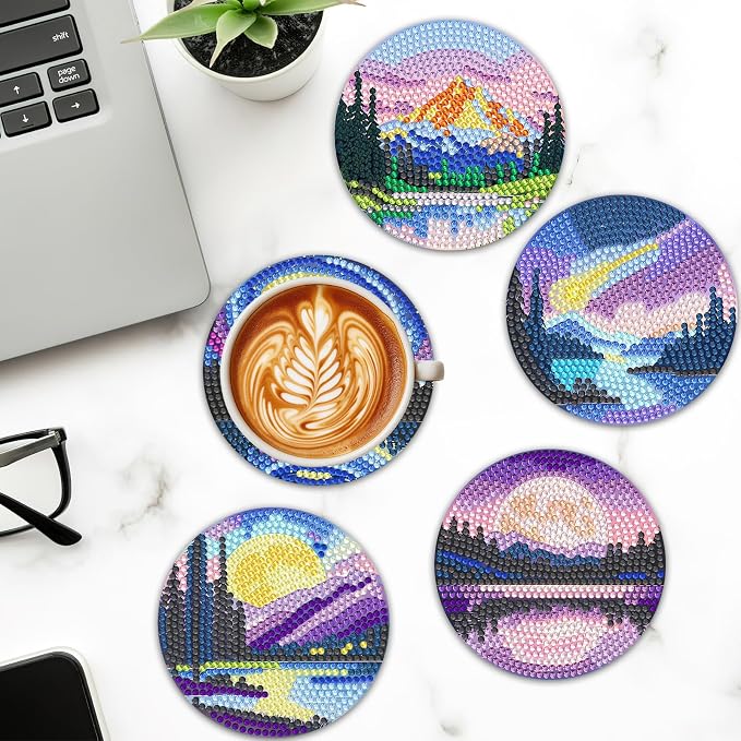UPINS 8 Pcs Diamond Art Painting Coasters - Image 6