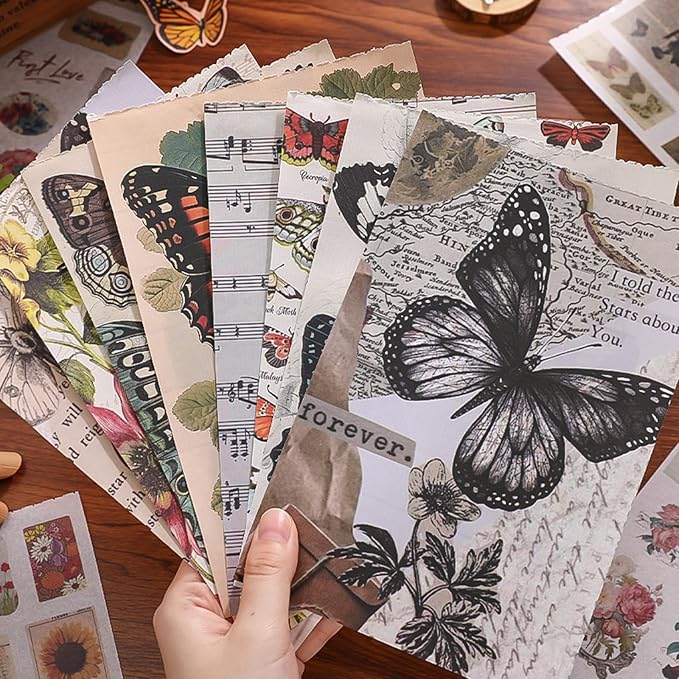 Butterfly Washi Sticker Book for Journaling, 30 Sheets 500+ Vintage Scrapbook - Image 4