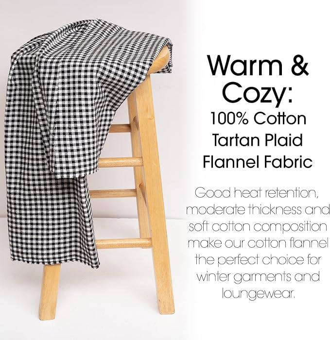 Pico Textiles 20 Yards Bolt Black and White Buffalo Plaid Checkered Flannel - Image 4