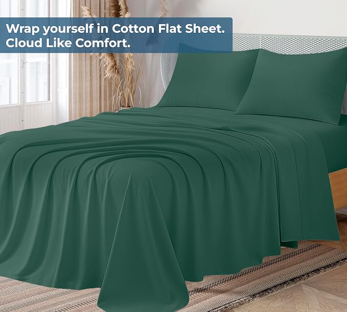 Royale Linens 100% Organic Cotton Twin Flat Sheet Only - Image 2