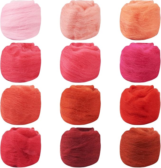 FASHEWELRY 1.94 oz Red Wool Roving by FASHEWELRY