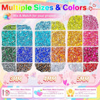 qiipii 3 Boxes 24 Color 3mm 4mm 5mm Crystal Resin Rhinestones - Image 3