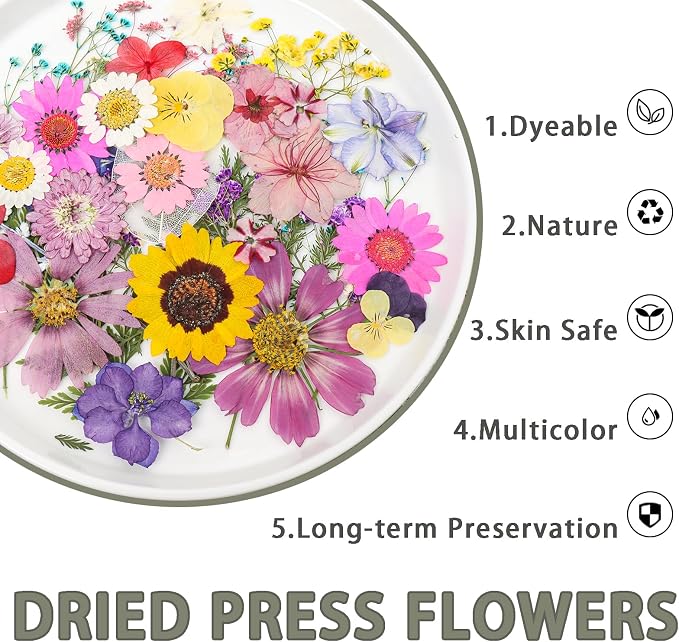200Pcs Dried Pressed Flowers Resin Mould Real Flowers Natural Dry Leaves Bulk - Image 4