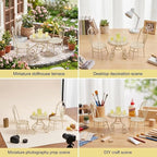 6 PCS Dollhouse Miniature Bistro Table & Chairs Set - Image 3