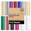 11 Sheets 12"x10" Multicolored Chrome Mirror Permanent Vinyl by EEH