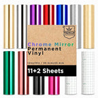 11 Sheets 12"x10" Multicolored Chrome Mirror Permanent Vinyl by EEH