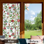 Coavas Window Privacy Film Stained Glass Window Clings 3D Red Rose Decorative - Image 6