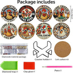 8 PCS Chicken Diamond Art Coasters Kits Diamond Painting Coaster | Diamond - Image 2