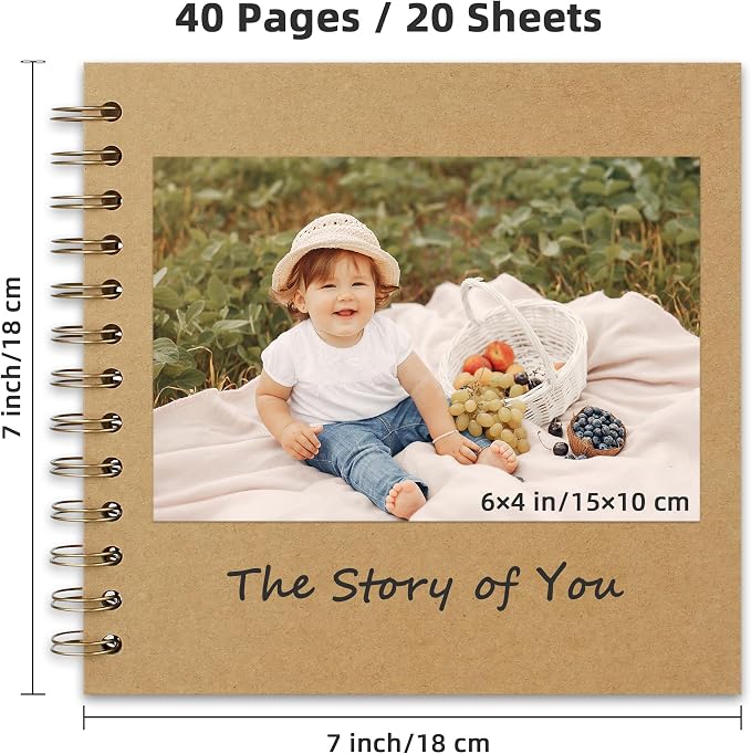 Yopih 7x7 Inch DIY Scrapbook Photo Album, Hardcover Kraft Paper Acid-Free - Image 2