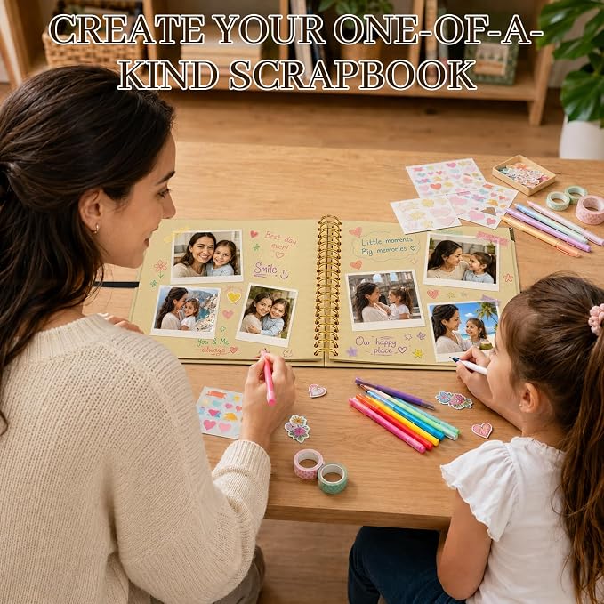 Scrapbook Album 10 Inch 40 Sheets 80 Pages, Kraft Paper Cover DIY Photo Album - Image 2