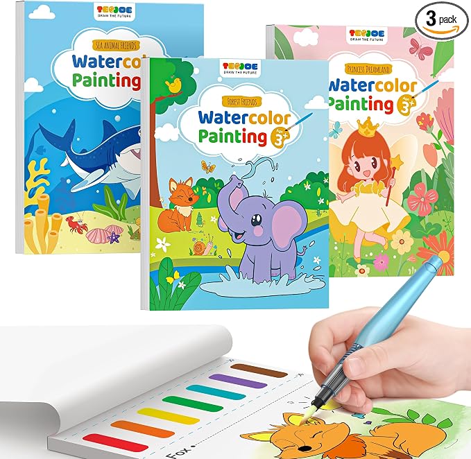 TECJOE 3 Pack Paint with Water Coloring Books by TECJOE