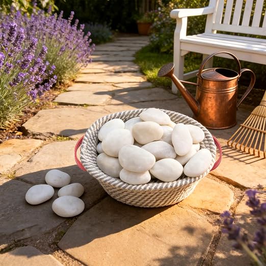 2.2 lb Natural Polished White Pebbles, 1-2 Inch Decorative White Rocks - Image 3