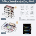 6 Pack Gray Clear Hard Shell Beauty Organizer, 1.2mm Heavy Duty Crush-Proof - Image 4