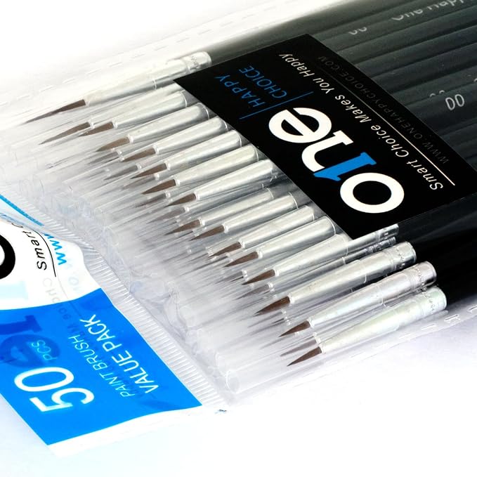 50 Pcs Fine Detail Synthetic Paint Brush Set, Pointed Round Size #00 Small | - Image 4