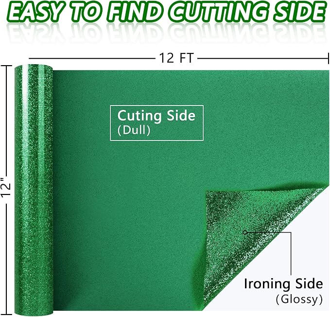 ​TORC Green Glitter HTV Green Heat Transfer Vinyl HTV Rolls - Image 3