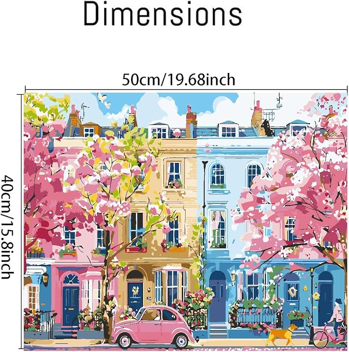 Clendo Paint by Numbers Kit for Adults Beginners, Spring Street Adult Paint by - Image 6
