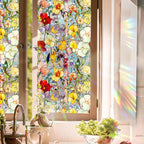 Stained Glass Window Film UV Resistant Window Privacy Film, Colorful Floral by Aomkmi