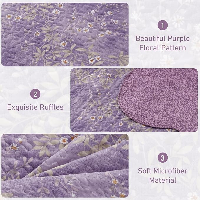 GOONE Twin Quilt Set 68"x86", Lightweight Washed Coverlet, Reversible Spring & - Image 5