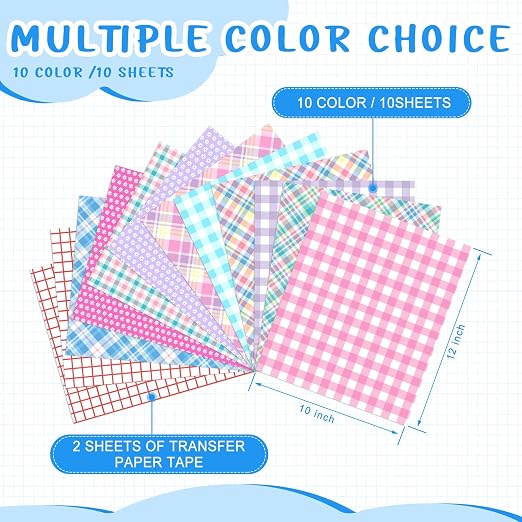 Tintnut Easter Permanent Vinyl 10Pcs 12"x10" Pink Plaid Adhesive Vinyl | Spring - Image 2