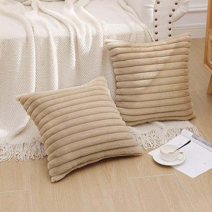 Pallene Faux Fur Plush Throw Pillow Covers 22x22 Set of 2, Luxury Soft Fluffy - Image 7