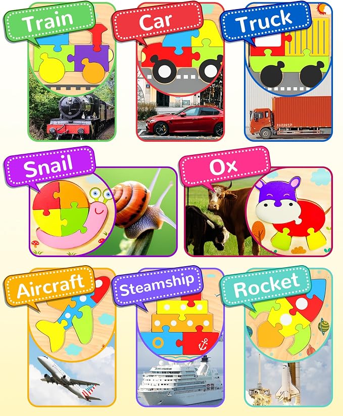 Yetonamr Wooden Toddler Puzzles Gifts Toys - Image 4
