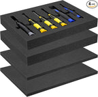 4pcs High Density Packing Foam Sheets, 2 Size Black Polyurethane Foam Padding by Unknown