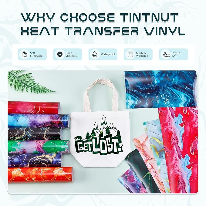 Tintnut Marble Watercolor Heat Transfer Vinyl, 12 Ps 12×10in Iron on Vinyl | - Image 3