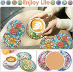 ijbnhd 8 PCS Flowers Diamond Art Coasters | Diamond Painting Coasters Kits - Image 3