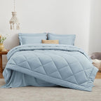 Love's cabin Queen Comforter Set Light Blue, 7 Pieces Queen Bed in a Bag - Image 2