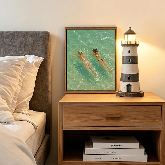 HomeifHue Summer Coastal Swimmers Canvas Print Two Women Swimming in Turquoise - Image 6
