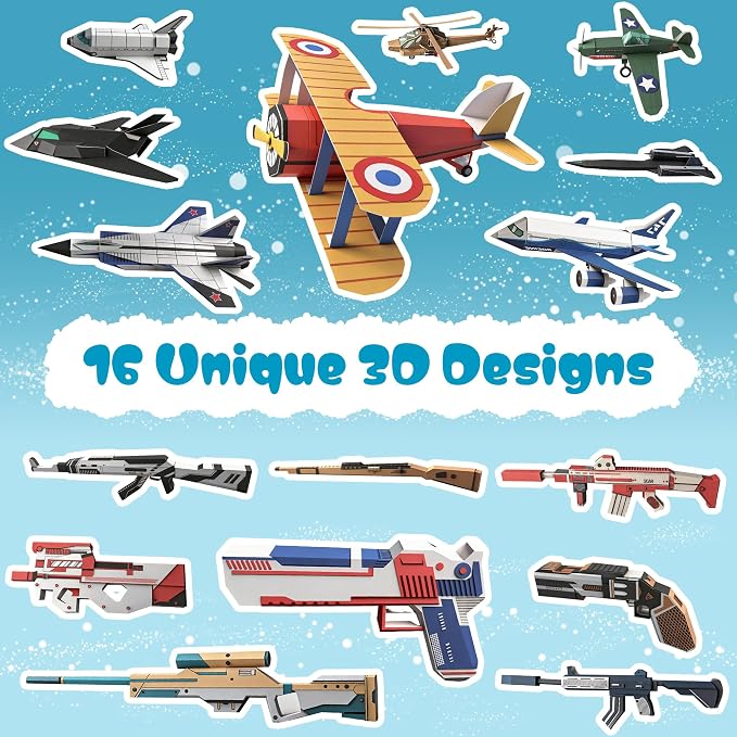 2 Themes in 1, 3D Model Paper Airplane Kits, DIY Origami Kit - Image 2