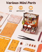 Rolife Miniature House Kit for Adults Tipsy Cat Bar DIY Wooden Dollhouse Kit - Image 4