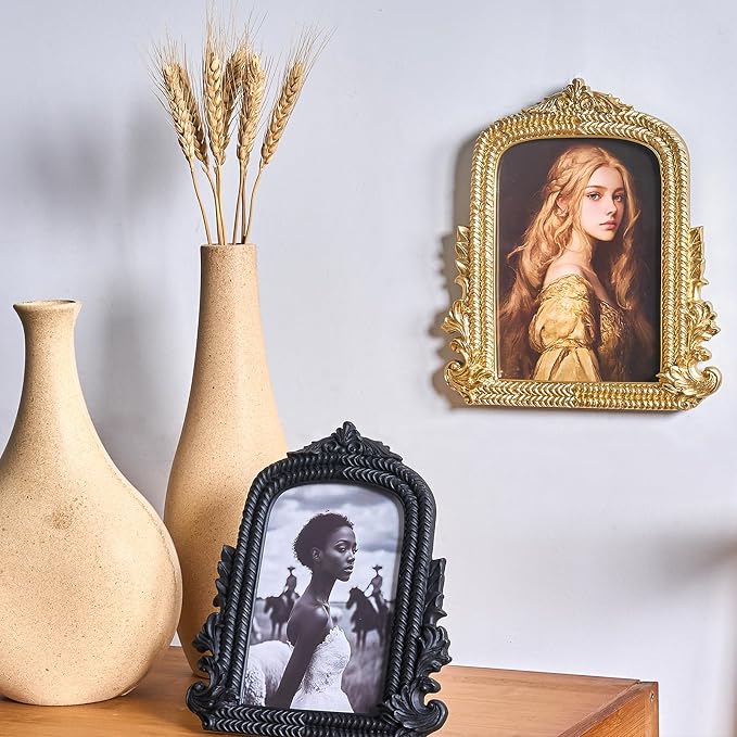 Ornate Black Picture Frame, Vintage Roman Texture, Hand-Crafted Resin Retro - Image 6