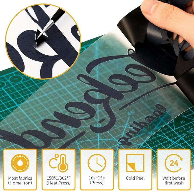 VinylRus Heat Transfer Vinyl-12 x 100ft Black Iron on Vinyl Roll - Image 6