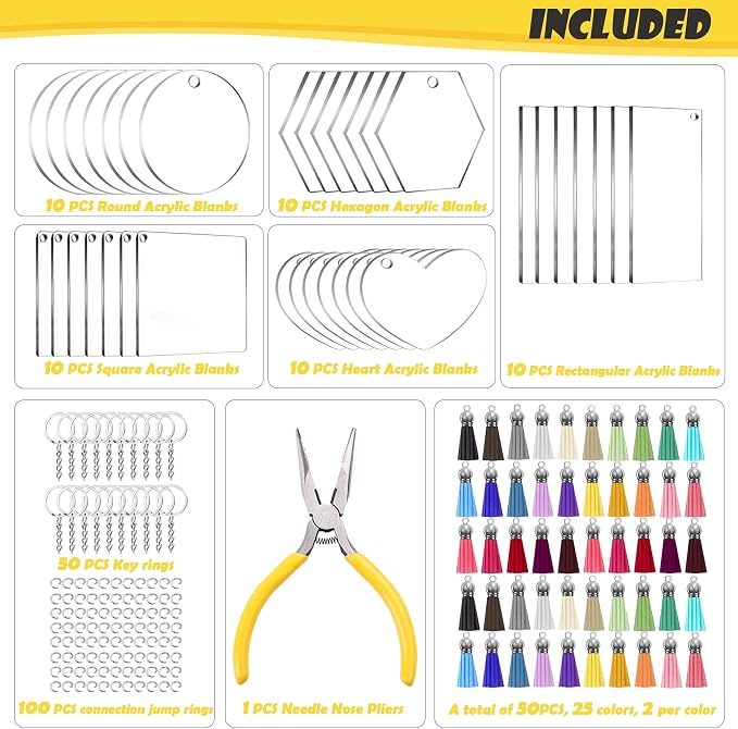 251PCS Blank Keychains for Vinyl, Acrylic Blanks Bulk - Image 2