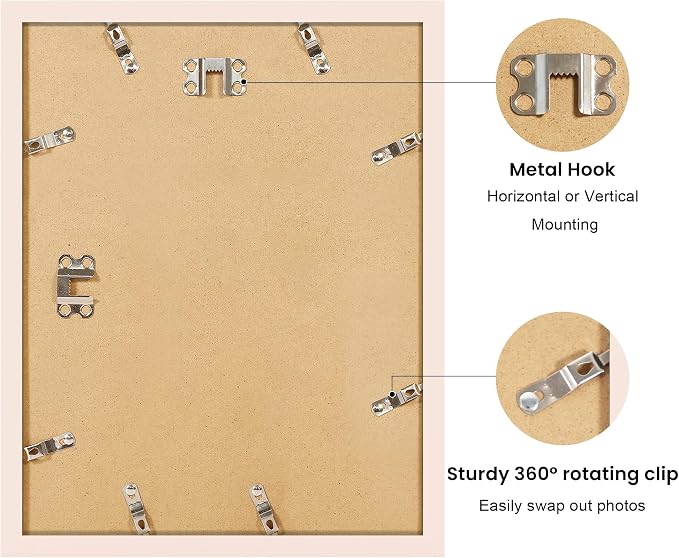 11x14 Picture Frame with Wavy Mat, Wooden Real Glass 11 x 14 Photo Frame - Image 4