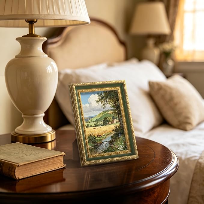 eletecpro 5x7 Vintage Picture Frame, Glass Cover, Light Green, Horizontal or - Image 7