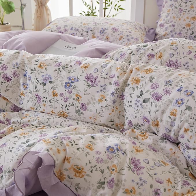 mixinni Floral Duvet Cover Set Full Size, 100% Cotton 3-Piece Bedding Set - Image 7