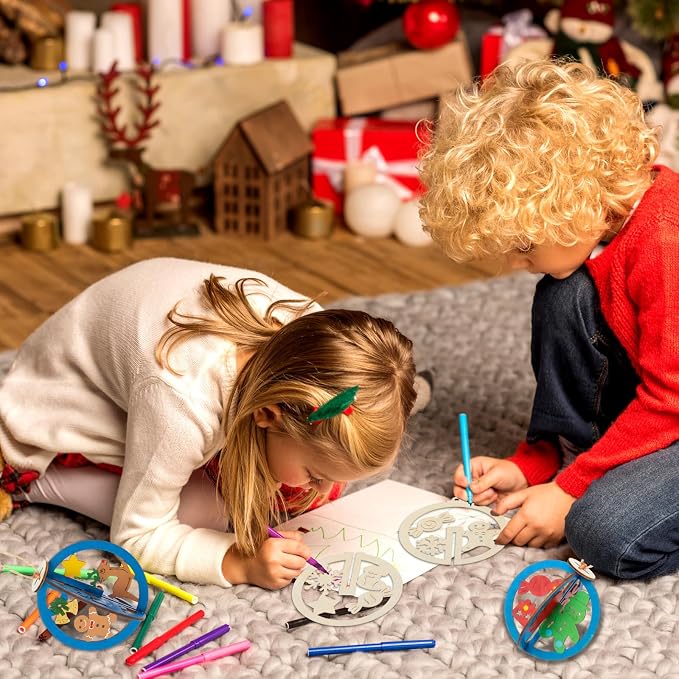Chunful 72 Pcs DIY Wooden Crafts to Paint Winter Gingerbread Ornaments 3D - Image 4