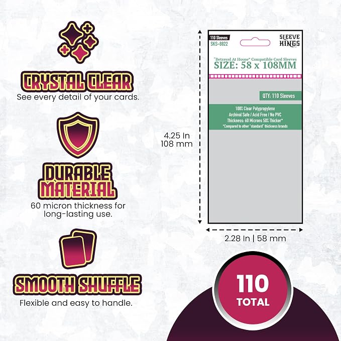 Sleeve Kings Betrayal at House on the Hill Compatible Card Sleeves – 58x108mm - Image 4