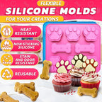 2 Pcs Dog Treat Molds Silicone, Bone & Paw Shapes, Non-Stick | Dog Molds - Image 3