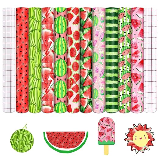 Tintnut Watermelon Permanent Vinyl 10 Pcs 12x10in Permanent Adhesive Vinyl | by Tintnut