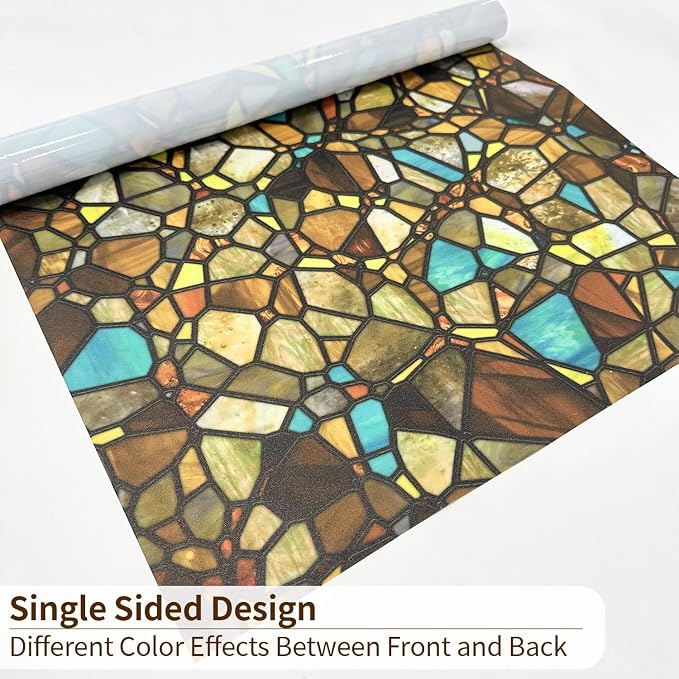 funlife Original Hand-Drawn Privacy Stained Glass Window Film, Single Sided - Image 6
