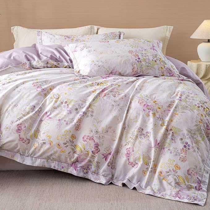 OAITE Duvet Cover Set Queen Size Floral Pattern Ultra Soft 100% Cotton Duvet by OAITE