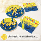 96 Pcs Yellow Cartoon 2nd Birthday Party Supplies Yellow Jeans Banana Plates - Image 3