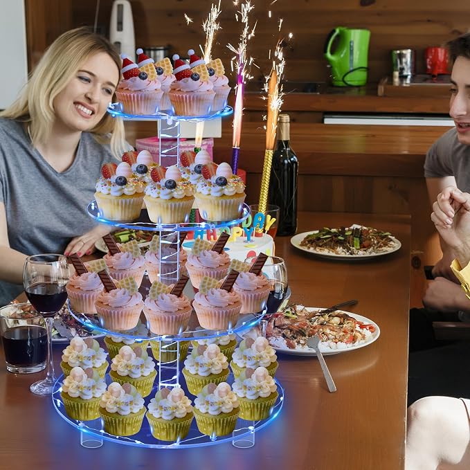 YestBuy 4 Tier Round Cupcake Stand – Premium Cupcake Holder – Acrylic Cupcake - Image 5