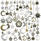 100g Craft Supplies Small Antique Bronze Silver Sun Moon Star Charms Pendants by WOCRAFT