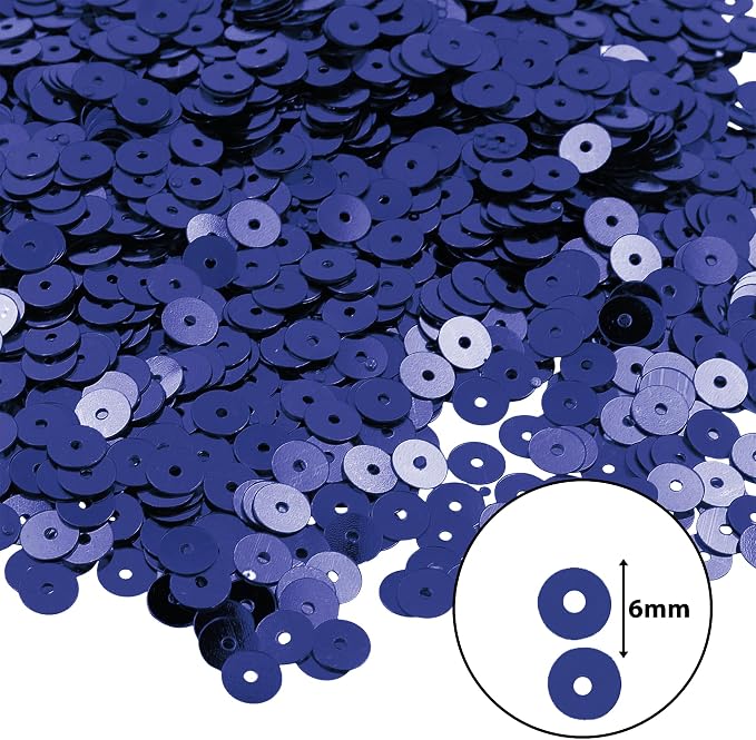 Mandala Crafts 6mm Flat Round Navy Blue Sequins - Image 3
