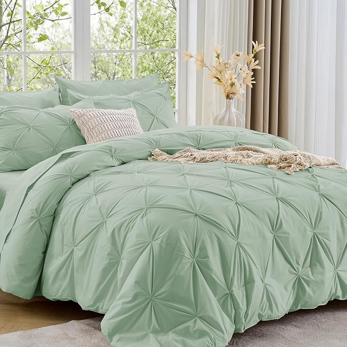 Sasttie King Size Comforter Set, 7-Piece Bed in a Bag, Pintuck Bedding Sets by SASTTIE